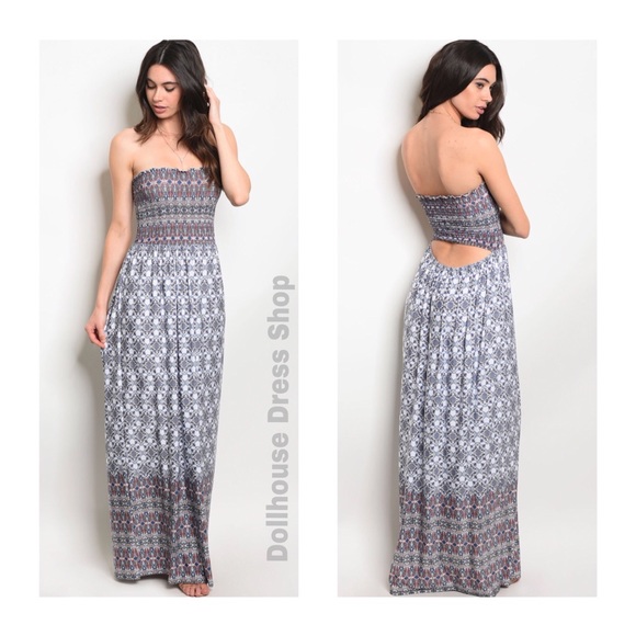 Last 2❗️Pretty! Tube Smocking Printed Maxi Dress - Picture 7 of 7
